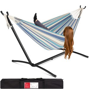 Best Choice Products 2-Person Brazilian-Style Cotton Double Hammock with Stand Set w/ Carrying Bag - 1 of 4