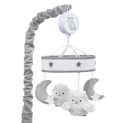 Lambs & Ivy Luna Gray/White Owls and Moons Musical Baby Crib Mobile