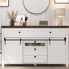 Whizmax Farmhouse Buffet Cabinet, Sideboard Storage Cabinet with 5 Drawers and Sliding Barn Doors, Wood Coffee Bar Table for Living Room, Dining Room - 2 of 4