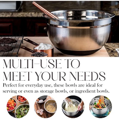 Bellemain 3-Piece Stainless Steel Mixing Bowls Set with Non-Slip Lids – Silver/Black Finish