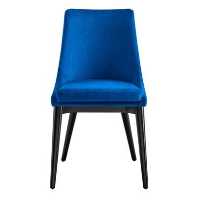 Navy Velvet Upholstered Dining Chair with Metal Legs
