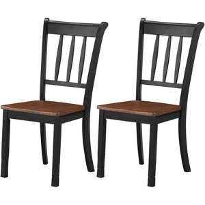 ADILE Wood Dining Chairs Set of 2, Armless Kitchen Chairs w/Solid Rubber Wood Frame, Black+brown - 1 of 4