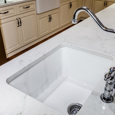 White Fireclay Single Bowl Undermount Kitchen Sink