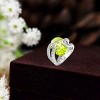 Slickblue Women's Rhodium-Plated Brass Ring with Apple Green CZ, Oval Cut Design, Single-Tone, Size 5-10 - 2 of 3