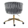 LOVMOR 24.8"Modern design the backrest is hand-woven Office chair,Vanity chairs with wheels,Height adjustable,Gray - 4 of 4