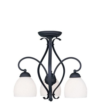 Black 3-Light Convertible Hanging Lantern with Hand Blown Satin White Glass