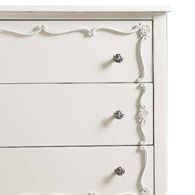 Edalene Pearl White Chest with Floral Felt-Lined Drawers