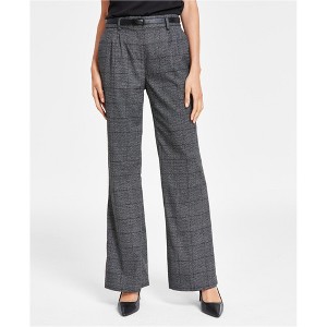 Calvin Klein Womens Houndstooth Wide Leg Belted Dress Pants - 1 of 1