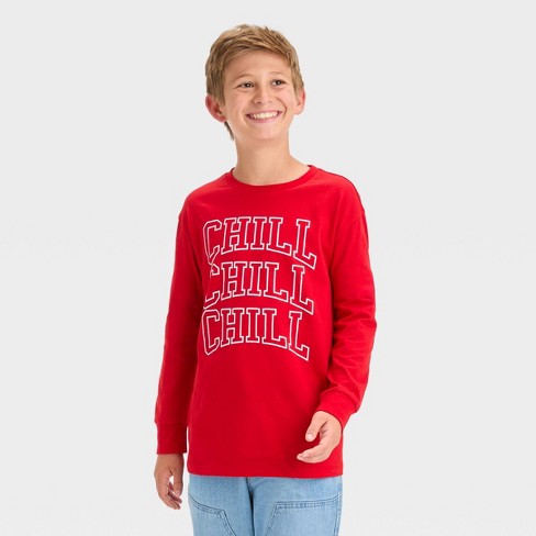 Boys' Chill Chill Chill Long Sleeve Graphic T-Shirt - art class™ Red XS