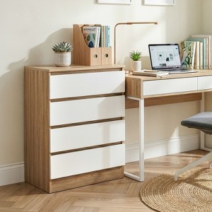 dresser cabinet 42" Chest 5-Drawers Dresser Accent Cabinet,Walnut & Gray