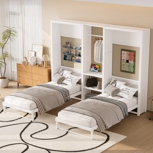 TiramisuBest Upholstered Wingback Bed Queen 54 High Headboard Textured Ivory Canvas Chenille Wood Base Rustic Modern Farmhouse - 1 of 4