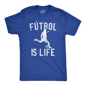 Mens Futbol Is Life T Shirt Funny Football Lovers Novelty Soccer Graphic Tee For Guys - Crazy Dog Men's T Shirt - 1 of 4