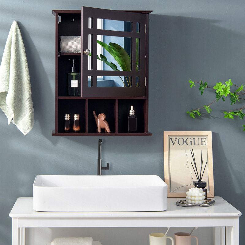 Tangkula Mirrored Medicine Cabinet Bathroom Wall Mounted Storage W/Adjustable Shelf, 3 of 10