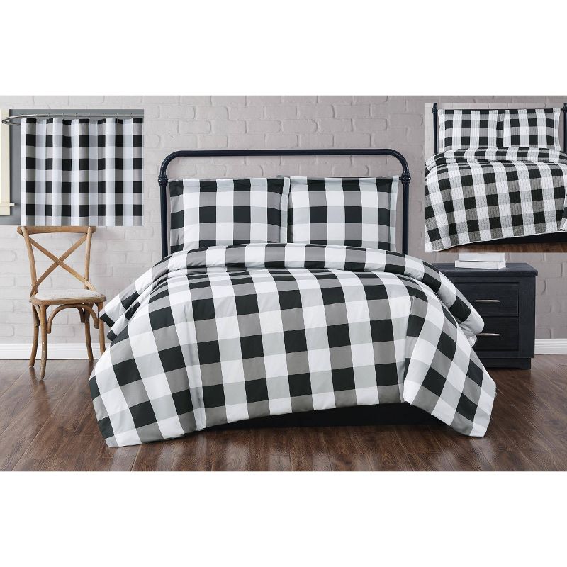 Twin XL Everyday Buffalo Plaid Comforter Set Black - Truly Soft, 5 of 6