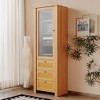 Tall Bookshelf With 3 Drawers, Modern Bookcase Display Storage Shelves With Glass Door, Freestanding Bookcase For Living Room Bedroom Hallway Entrance - 3 of 4