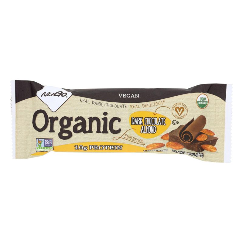 Nugo Organic Dark Chocolate Almond Vegan Protein Bar - Case of 12/1.76 oz, 2 of 8