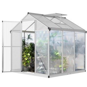 Garvee Greenhouse for Outdoors, Aluminum Alloy & Polycarbonate Green House with Windows Vent, for Patio, Backyard, Garden - 1 of 4