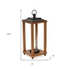 HomeRoots 21" Brown And Black Geometric Metal And Solid Wood Tabletop Lantern Candle Holder - 3 of 4