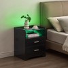 LED Night Stand with 2 Drawers - Smart End Side Table with Glass Top & LED Lights - Modern Bedside Table for Bedroom, Living Room & Dorm, White - 4 of 4