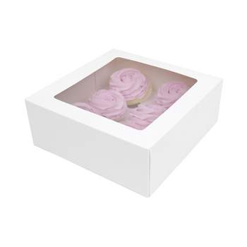 O'Creme White Window Cake Box with 6 Cupcake Insert, 10" x 10" x 4" - Pack of 5