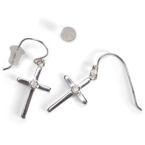 Dicksons Box Cross Dangle Charm Women's One Size Silver Plated Everyday Hook Earrings on Presentation Card - 1 of 4