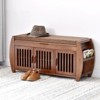 YIYIBYUS Entryway Shoe Bench, Shoe Rack Bench with Cushion and Hidden Storage, Brown - 2 of 4