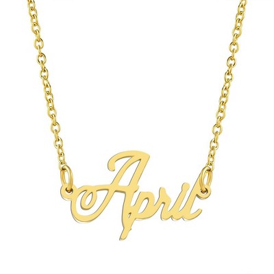 KISPER 18K Gold Plated Stainless Steel Personalized Name Pendant Necklace