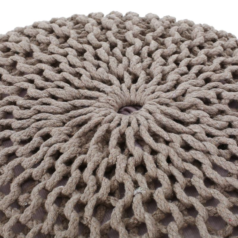 Nahunta Modern Knitted Cotton Round Pouf - Christopher Knight Home, 6 of 11