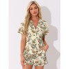 Allegra K Women's Floral Tropical Vacation Beach Hawaiian Button Down Shirt and Short Set - image 3 of 4