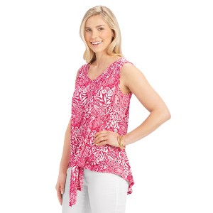Collections Etc Flattering Tie-Front Paisley Print Sleeveless Top - 1 of 4