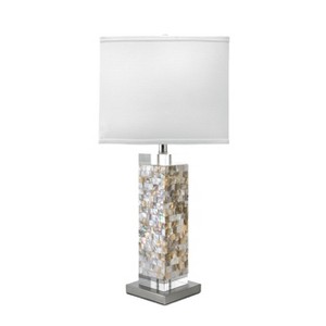 nuLOOM Houston Nickel Mosaic 29" Table Lamp Lighting - Satin Nickel & White 29" H x 13" W x 13" D - 1 of 4