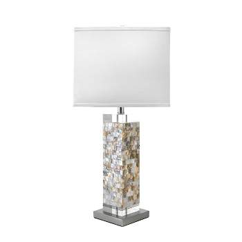 nuLOOM Houston Nickel Mosaic 29" Table Lamp Lighting - Satin Nickel & White 29" H x 13" W x 13" D