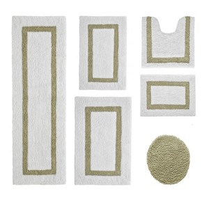 Hotel Bath Rug 100% Premium Cotton Tufted Weave Two Tone Reversible 6 Piece Bathroom Rug Set, Super Soft & Water Absorbent, Machine Washable Bathmat - 1 of 4