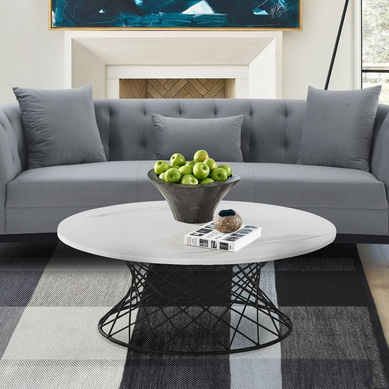 Loxley Marble Coffee Table White/Black - Armen Living, 1 of 8