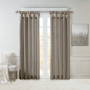 PAGED Curtains Twist Tab Lined Window Curtain Panel Privacy Assured with Light Filtering for Bedroom, Living Room, L120, Pewter - 1 of 4