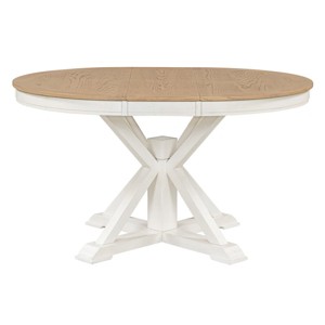 Wood Extendable Dining Table with Butterfly Leaf,MDF Dining Table for 4-6 with X-Base,Oval Dining Table for Kitchen or Dining Room-Coolbibila - 1 of 4