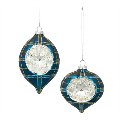 Plaid Glass Reflector Ornament (Set of 12)