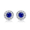 Luxurious and Elegant Platinum Plated Halo Stud Earrings with Sparkling Cubic Zirconia for a Timeless and Radiant Look - 3 of 4