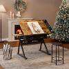 Gulches Adjustable Drawing Drafting Table with 2 Drawers Stool 0 75 Degree Tilt 69 91cm Height Home Office School Desk Brown - 2 of 4