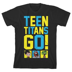 Teen Titans Go Title Character Logo Black T-shirt Toddler Boy to Youth Boy - 1 of 3