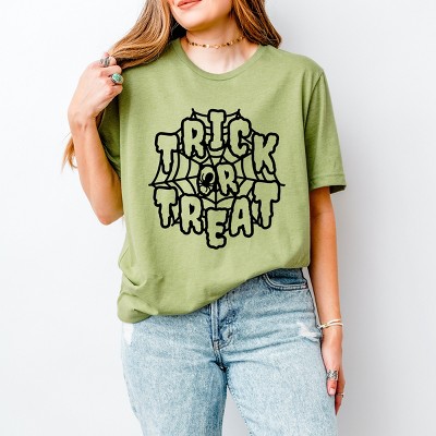 Simply Sage Market Trick Or Treat Web Short Sleeve Tee - XL - Light Green