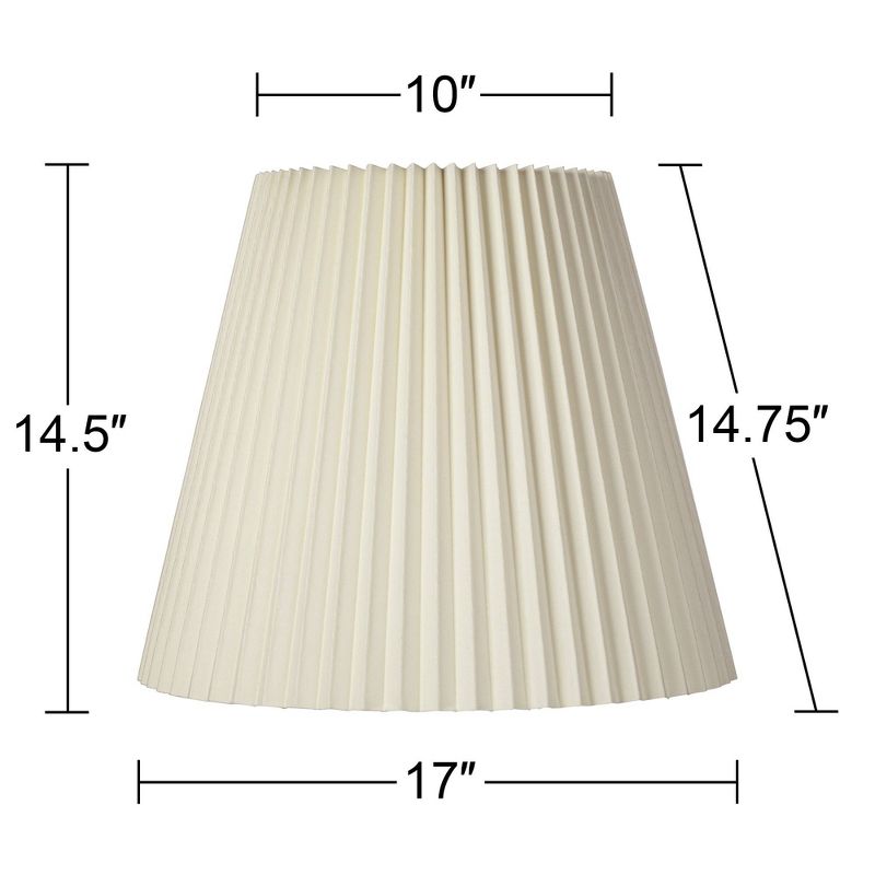 Springcrest Set of 2 Pleated Empire Lamp Shades Ivory Large 10" Top x 17" Bottom x 14.75" High Spider with Harp and Finial Fitting, 5 of 9