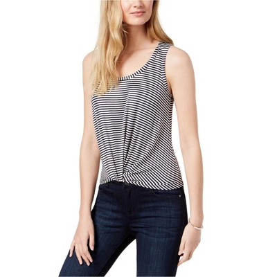 maison Jules Womens Striped Twist Front Tank Top
