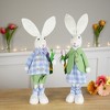 Northlight Bunny Couple in Matching Checkered Outfits Easter Figures - 18.75" - Set of 2 - 2 of 4