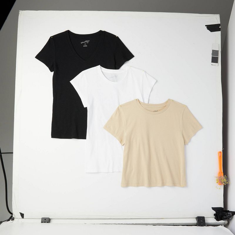 Women's 3pk Slim Fit Short Sleeve T-Shirt - Universal Thread™ White/Beige/Black, 5 of 8