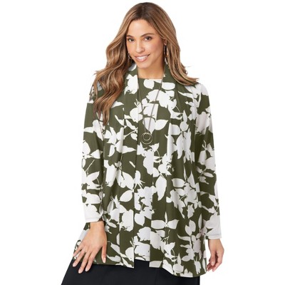 Jessica London Women's Plus Size Stretch Knit Open Front Knit Topper