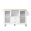 JUJABU White Mobile Kitchen Island on Wheels with Drop-Leaf Top, Drawers, Cabinet, Towel & Spice Racks - 2 of 4