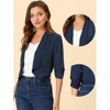 Allegra K Women's 3/4 Ruched Sleeve Shawl Lapel Lightweight Open Front Cardigans - 2 of 4