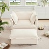 2 Piece Lazy Armrests Sofa Chairs,Chenille Fabric Upholstered Sectional Modular Sofa Chair,Sectional Modular Sofa With Ottoman-Coolbibila - 2 of 4