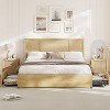 Full Bed Frame with Natural Rattan Headboard, 4 Storage Drawers, Bohemian-Style Cane Mattress Support, Strong Metal Base with Resilient Wooden - 3 of 4
